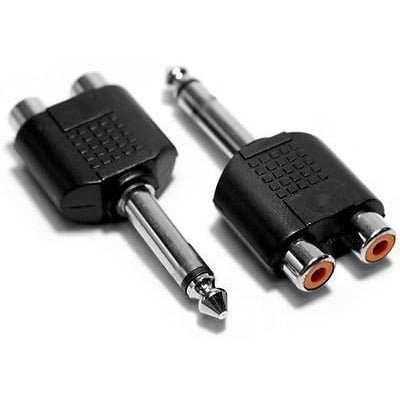 GUMTAPE 6.35mm (1/4 inch) Stereo Male To 2 Dual RCA Female Jack Audio Video Splitter Adapter Connector Socket Plug Converter (Pack Of 2) - FoxMart™️ - GUMTAPE